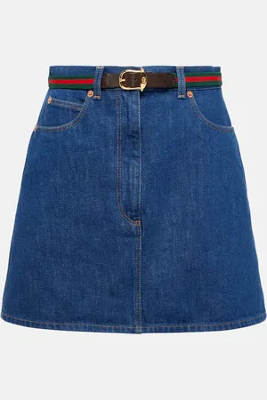 Gucci Web Stripe denim miniskirt