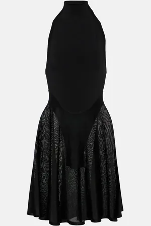 Alaïa AlaÃ¯a Jersey and mesh minidress