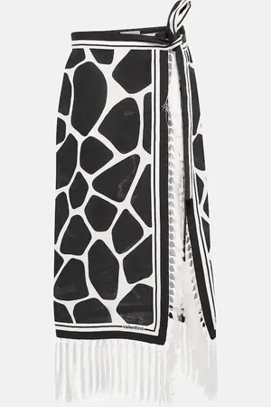 VALENTINO Printed linen beach cover-up