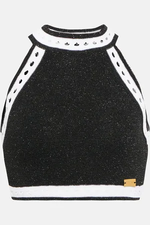 Balmain Halterneck wool-blend crop top