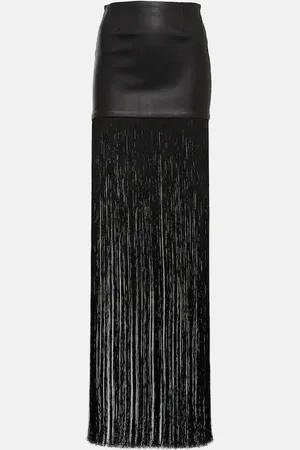 Stouls Shanghai fringed leather maxi skirt