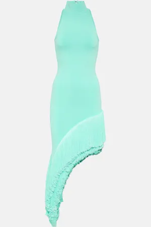 DAVID KOMA Fringed knitted midi dress