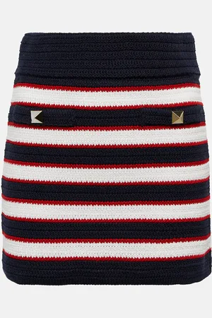 VALENTINO Striped cotton knit miniskirt