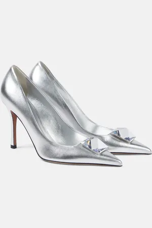 VALENTINO GARAVANI One Stud metallic leather pumps