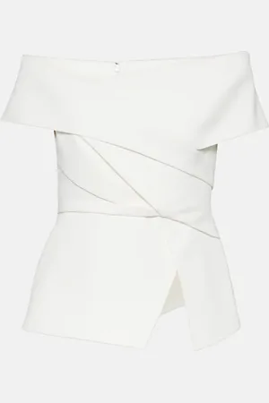 Safiyaa Bridal Eimear off-shoulder crÃªpe top