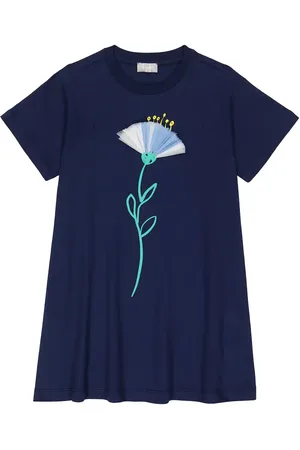 Il gufo Floral print cotton T-shirt dress