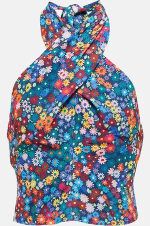 Staud Kai floral halterneck crop top