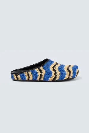 Marni X No Vacancy Inn raffia-effect slippers