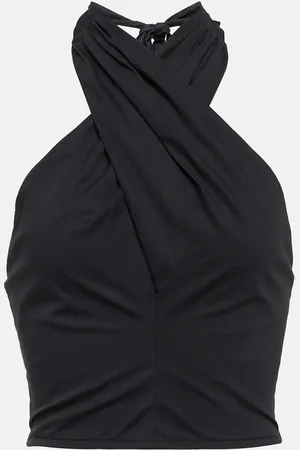 Staud Kai cropped halter-neck cotton top