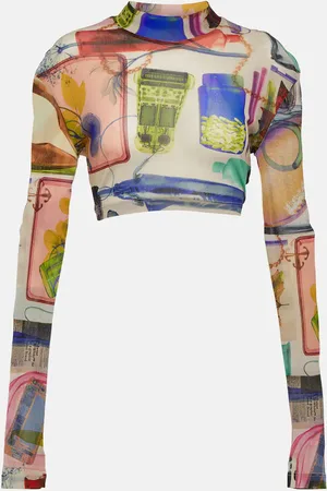 OFF-WHITE Printed tulle crop top