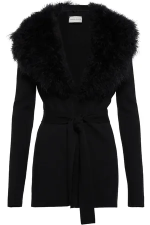 MAGDA BUTRYM Feather-trimmed cashmere-blend cardigan
