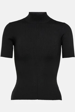 Oscar de la Renta Ribbed-knit silk-blend top