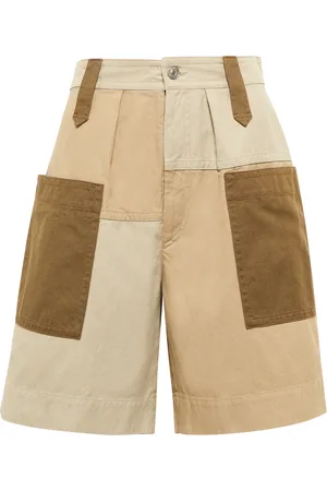 Marant Etoile Kalerna cotton and linen colorblocked shorts