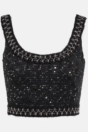 Giambattista Valli Embellished tweed crop top