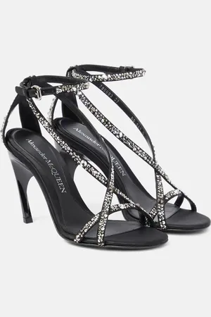 Alexander McQueen Twisted Armadillo embellished satin sandals