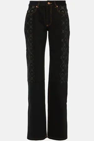Marine Serre Printed high-rise straight jeans