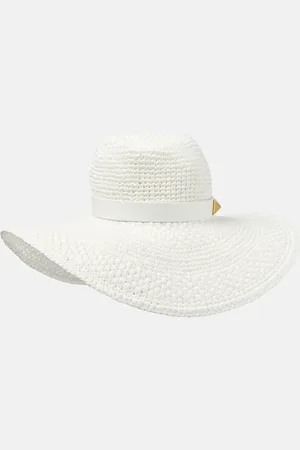 VALENTINO Roman Stud leather-trimmed sun hat