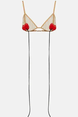Nensi Dojaka Floral-appliquÃ© mesh bra