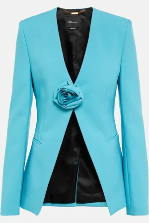 BLUMARINE Rose-embellished collarless blazer