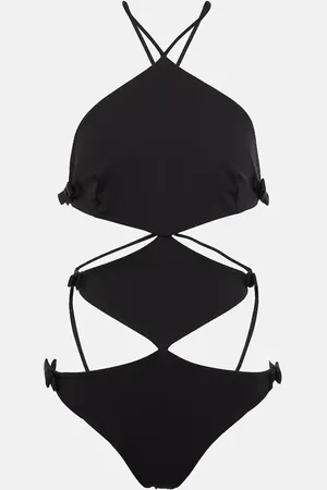 VALENTINO Bow-embellished halterneck swimsuit