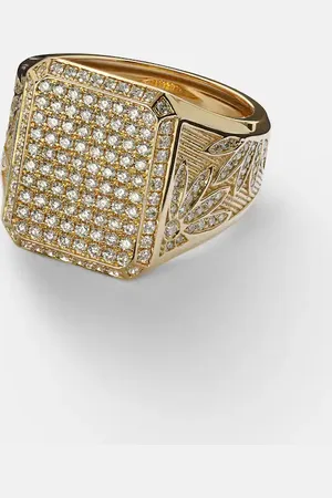 Rainbow K Flower 18kt signet ring with diamonds