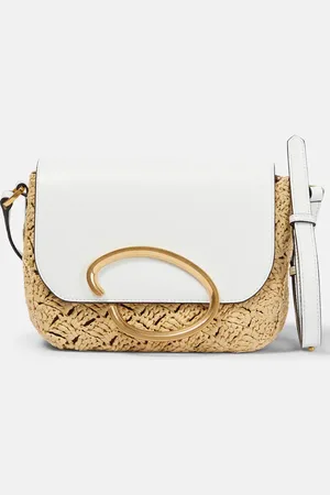 Oscar de la Renta Raffia and leather shoulder bag