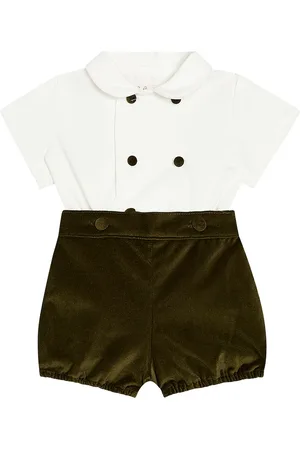 La Coqueta Baby Otto cotton velvet playsuit