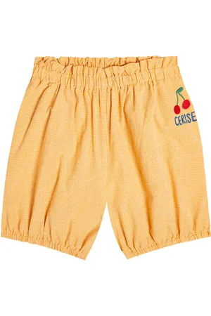 Jelly Mallow Embroidered checked cotton shorts
