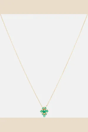 Suzanne Kalan 18kt gold necklace with emeralds and white diamonds