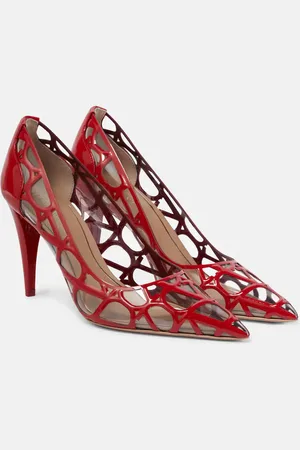 VALENTINO GARAVANI Toile Iconographe PVC and patent leather pumps