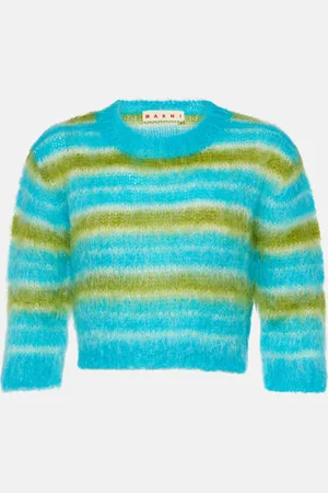 Marni Striped cropped mohair-blend sweater