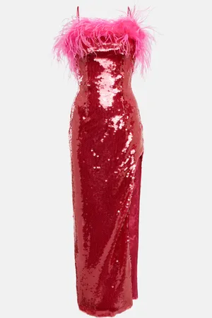 GIUSEPPE DI MORABITO Sequined feather-trimmed gown