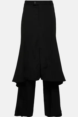 Balenciaga Godet wool-blend midi skirt