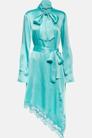 Stella McCartney Lace-trimmed satin midi dress