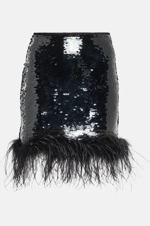 GIUSEPPE DI MORABITO Feather-trimmed sequined miniskirt