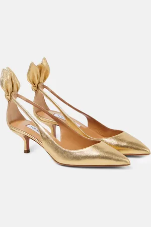Aquazzura Bow Tie metallic leather pumps