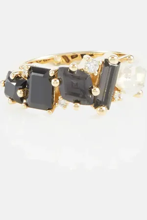 Suzanne Kalan Nadima Glimmer 14kt gold ring with quartz and diamonds