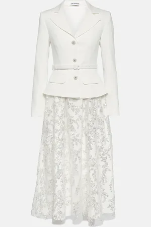 Self-Portrait Embellished ribbed-knit midi dress