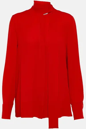 VALENTINO Tie-neck silk georgette blouse