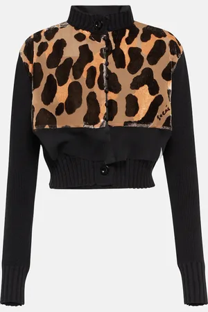 SACAI Cotton-blend leopard-print cropped cardigan
