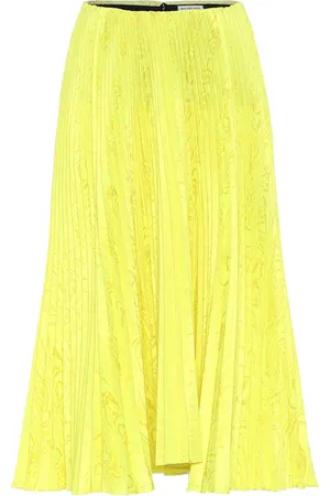 Balenciaga Satin-jacquard pleated midi skirt