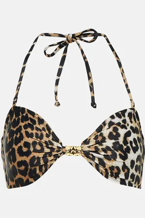 Ganni Leopard-print bikini top