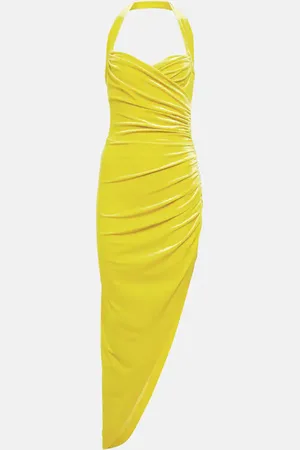 Norma Kamali Cayla asymmetric velvet midi dress