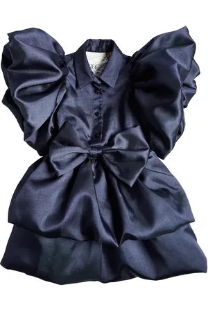 CAROLINE BOSMANS Gloss bow-detail ruffled dress