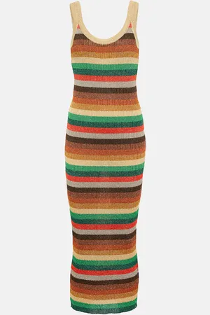 VALENTINO LurexÂ® striped midi dress