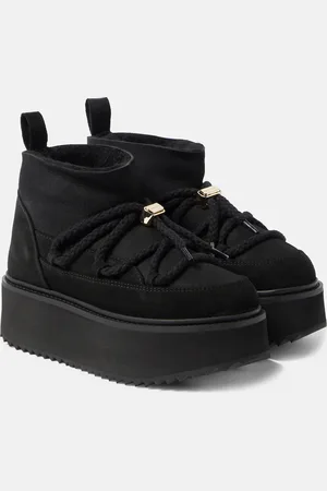 INUIKII Shearling-trimmed leather ankle boots