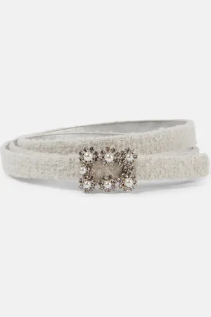 Roger Vivier BouclÃ©-trimmed leather belt