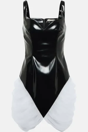 Christopher Kane Tulle-trimmed vinyl minidress