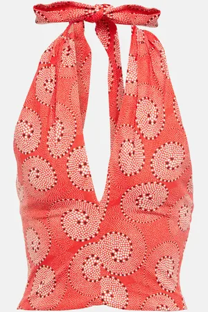 Staud Kai printed halterneck crop top