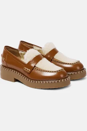 Chloé ChloÃ© Noua shearling-trimmed leather loafers